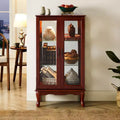 Vitrine avec 2 portes en verre trempé, Meuble de rangement avec 3 étagères réglables et panneau arrière en miroir, Armoire pour salon