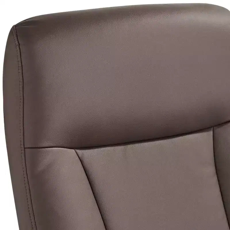 Fauteuil inclinable moderne en similicuir chocolat avec repose-pieds ottoman Ergonomique Manuel Pivotant pour chambre à coucher