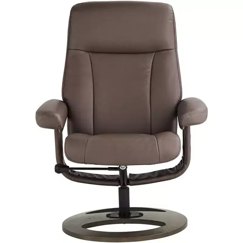 Fauteuil inclinable moderne en similicuir chocolat avec repose-pieds ottoman Ergonomique Manuel Pivotant pour chambre à coucher
