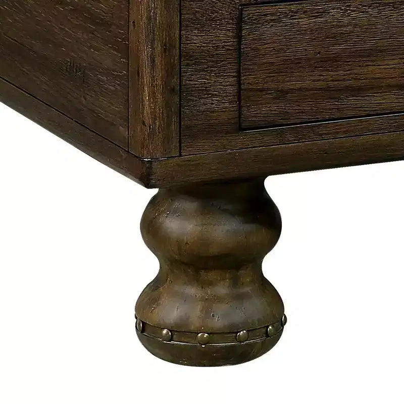 Table basse en bois de 101,6 cm avec 4 tiroirs et pieds décoratifs à rivets pour salon, assemblage facile, expresso