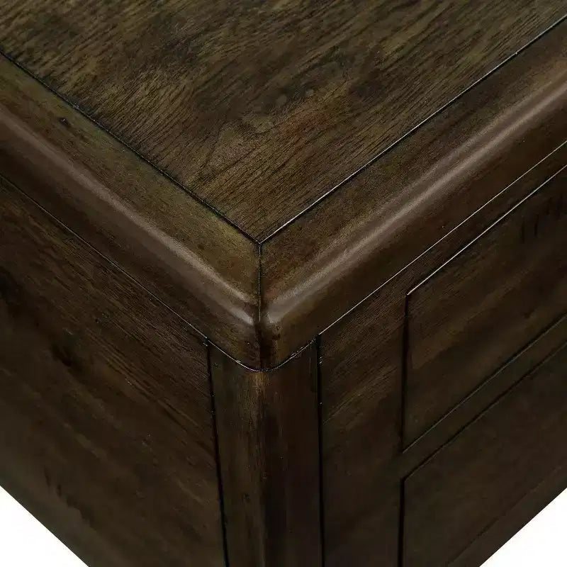 Table basse en bois de 101,6 cm avec 4 tiroirs et pieds décoratifs à rivets pour salon, assemblage facile, expresso