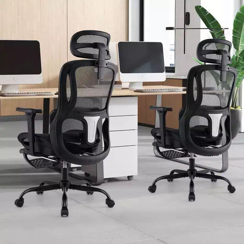 Chaise de bureau ergonomique avec appui-tête rotatif et support lombaire réglable