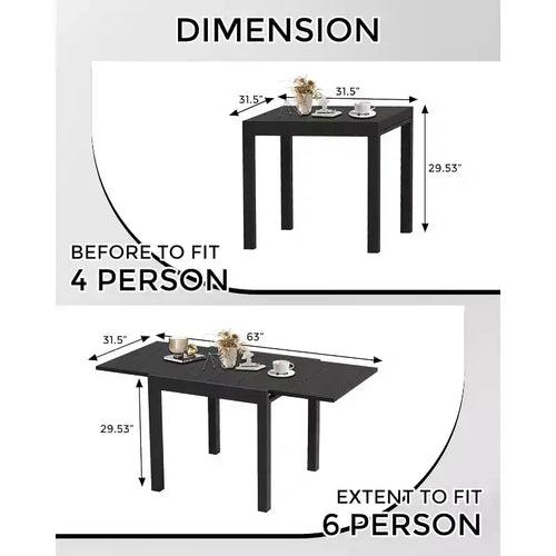 Table de patio extensible de 80 à 160 cm pour 4 à 6 personnes, table à manger d'extérieur rectangulaire avec plateau effet bois pour jardin, terrasse, véranda