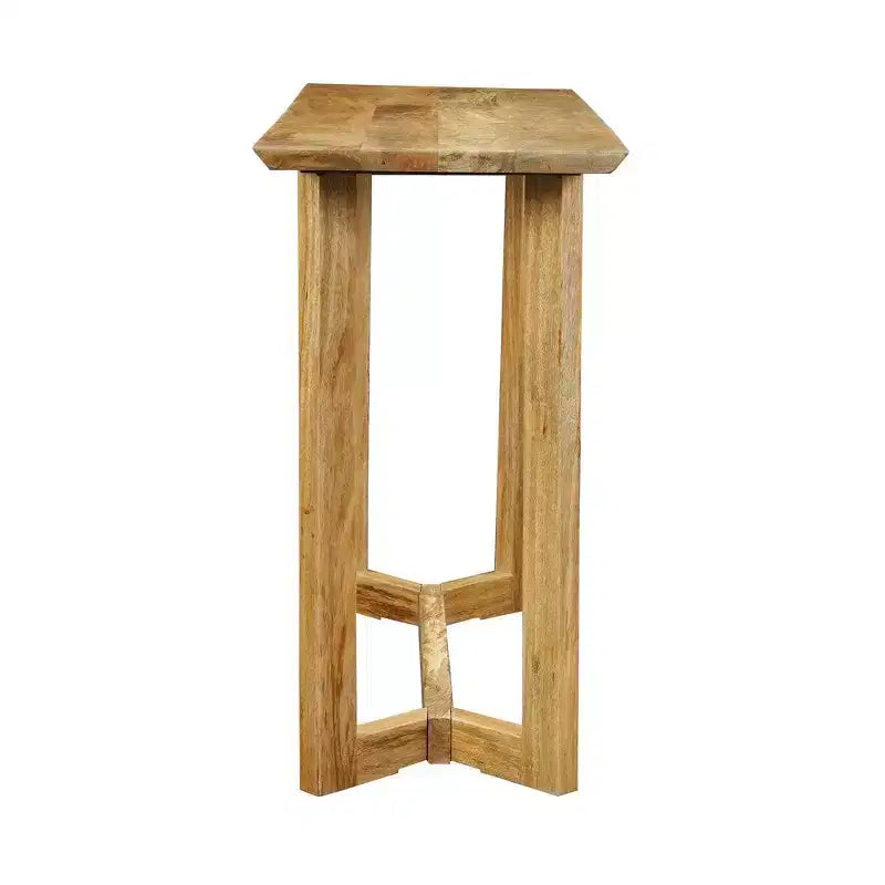 Console | Plateau rectangulaire de 48 po | Cadre ouvert avec base en tréteaux | Bois de manguier