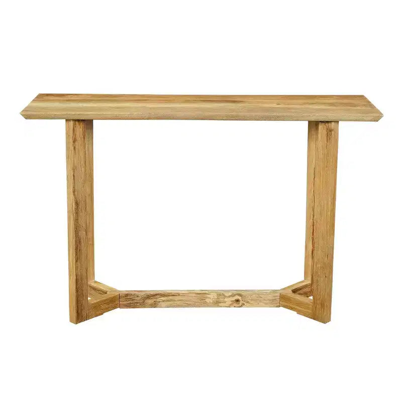 Console | Plateau rectangulaire de 48 po | Cadre ouvert avec base en tréteaux | Bois de manguier