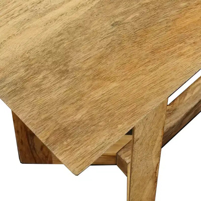 Console | Plateau rectangulaire de 48 po | Cadre ouvert avec base en tréteaux | Bois de manguier