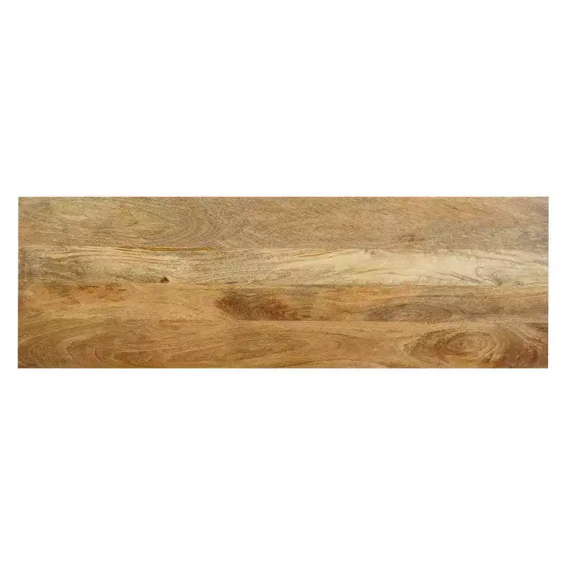 Console | Plateau rectangulaire de 48 po | Cadre ouvert avec base en tréteaux | Bois de manguier
