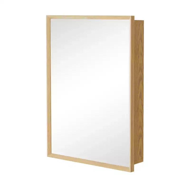 Armoire murale de salle de bain en bois de chêne avec miroir et étagères réglables, meuble de rangement mural avec miroir pour salle de bain