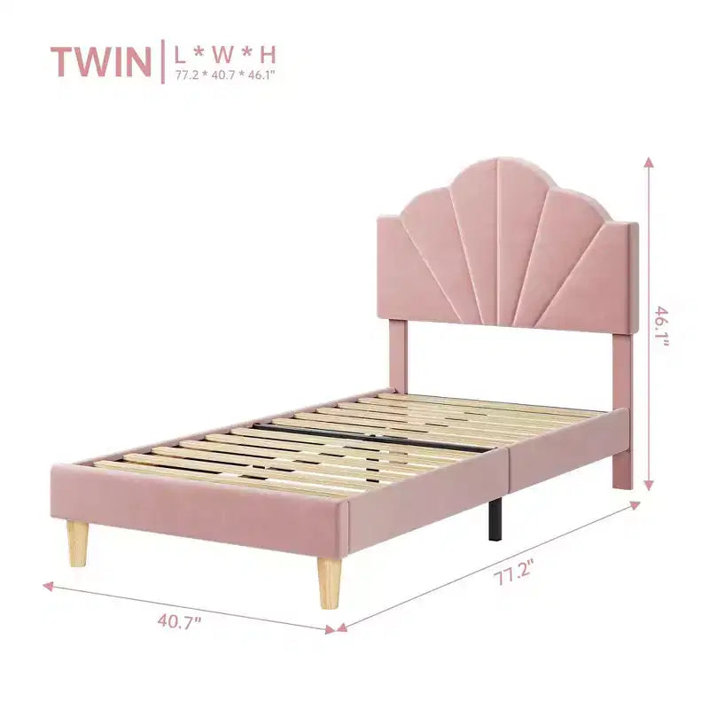 Cadre de lit simple/Twin XL, cadre de lit plateforme rembourré en velours avec tête de lit réglable en hauteur pour garçons et filles, support à lattes en bois