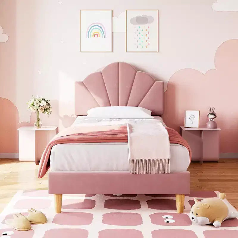 Cadre de lit simple/Twin XL, cadre de lit plateforme rembourré en velours avec tête de lit réglable en hauteur pour garçons et filles, support à lattes en bois