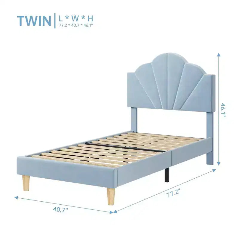 Cadre de lit simple/Twin XL, cadre de lit plateforme rembourré en velours avec tête de lit réglable en hauteur pour garçons et filles, support à lattes en bois