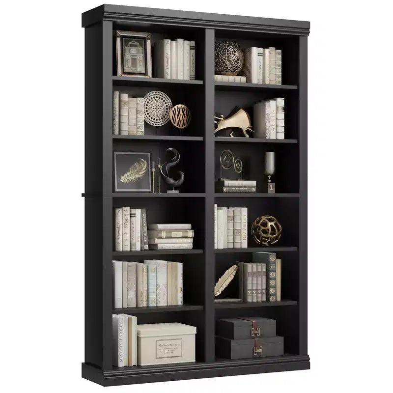 Bibliothèque de 189 cm avec double espace de rangement, très grande bibliothèque, bibliothèque double à 6 étagères avec 12 casiers, grandes bibliothèques autoportantes