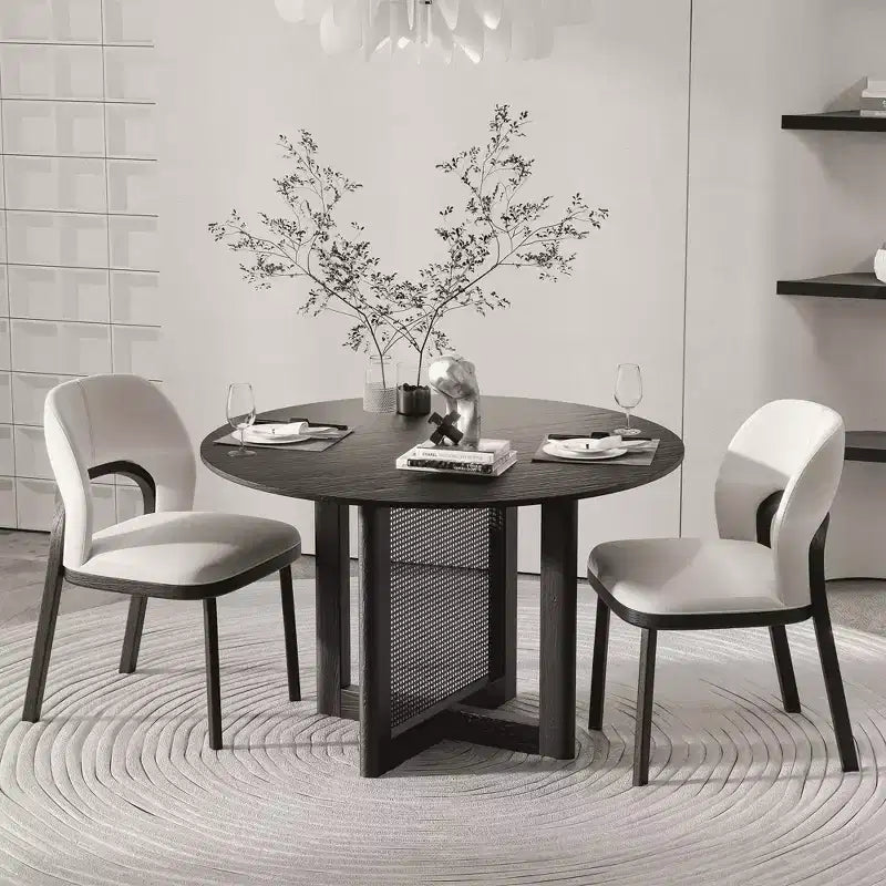 Table à manger ronde en bois de 46 po pour 4 personnes, table de cuisine et de salle à manger moderne de style ferme