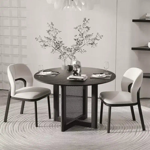 Table à manger ronde en bois de 46 po pour 4 personnes, table de cuisine et de salle à manger moderne de style ferme