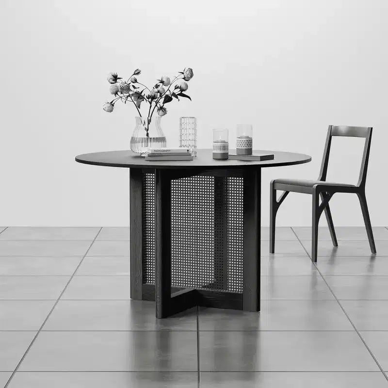 Table à manger ronde en bois de 46 po pour 4 personnes, table de cuisine et de salle à manger moderne de style ferme