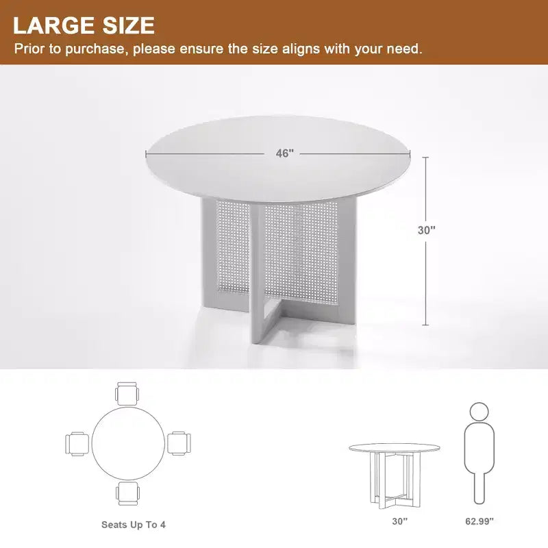 Table à manger ronde en bois de 46 po pour 4 personnes, table de cuisine et de salle à manger moderne de style ferme