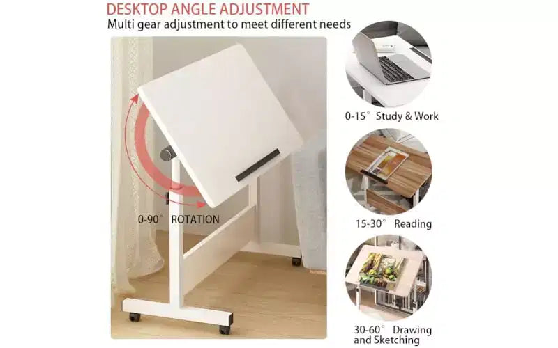 Bureau debout réglable en hauteur avec roulettes - Table d'ordinateur mobile roulante, bureau électrique élévateur pour le travail et les études
