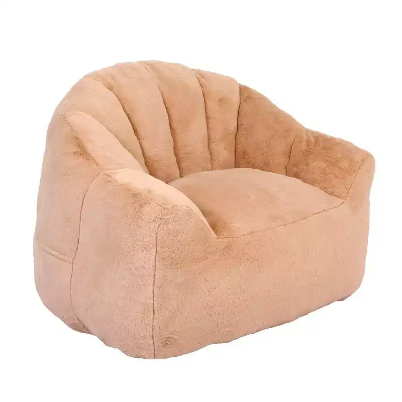 Fauteuil d'appoint moelleux avec base entièrement rembourrée, tissu doux et duveteux, beige champagne
