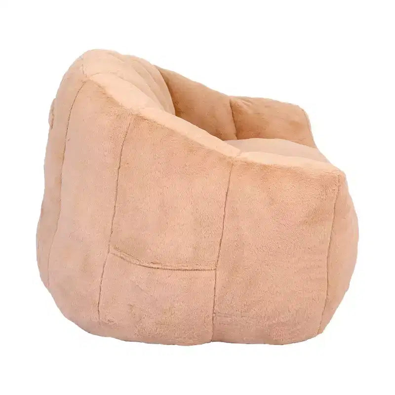 Fauteuil d'appoint moelleux avec base entièrement rembourrée, tissu doux et duveteux, beige champagne