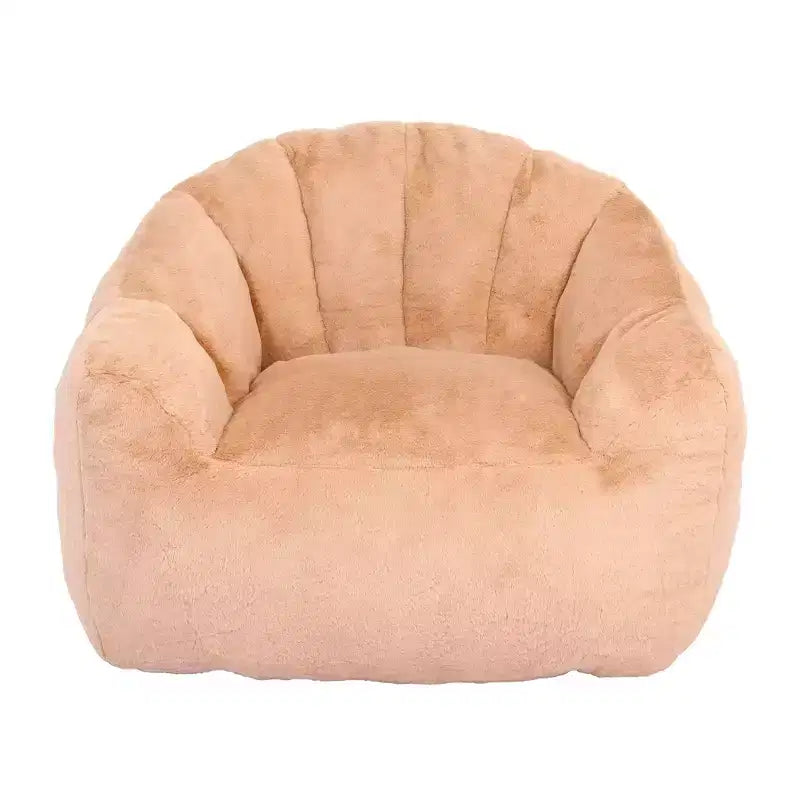 Fauteuil d'appoint moelleux avec base entièrement rembourrée, tissu doux et duveteux, beige champagne