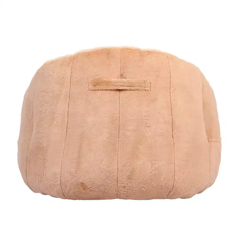 Fauteuil d'appoint moelleux avec base entièrement rembourrée, tissu doux et duveteux, beige champagne
