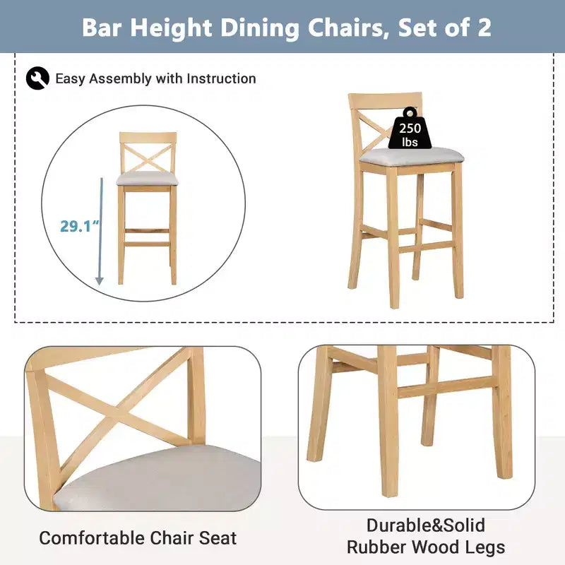 Ensemble de salle à manger 48 en bois de style Ferme avec 2 chaises