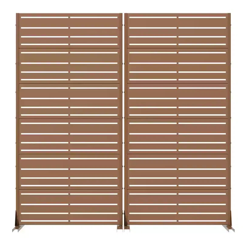Benjamin Wide-Narrow Un claustra brise-vue en acier galvanisé marron, 72x35x16, paravent double face à 6 pans