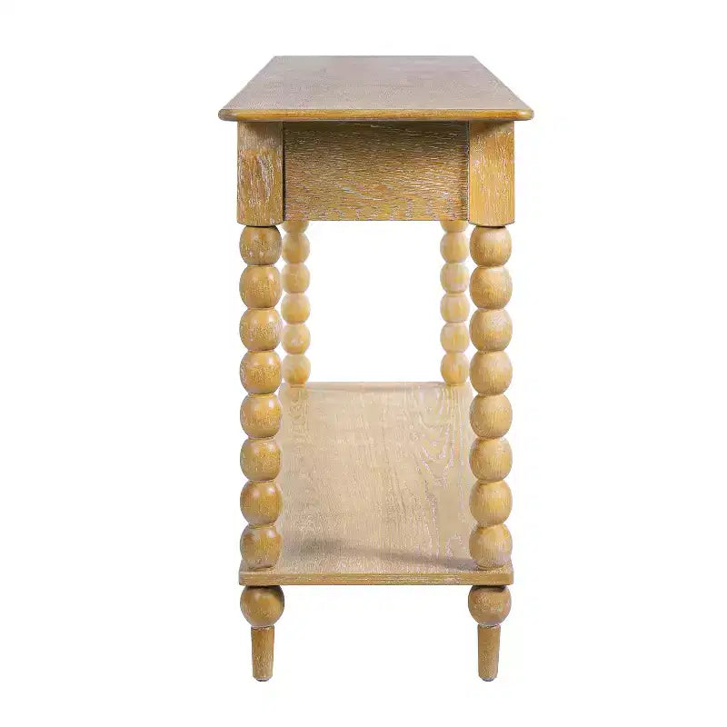 Console de table en bois rétro Eleanor avec 2 tiroirs et étagère