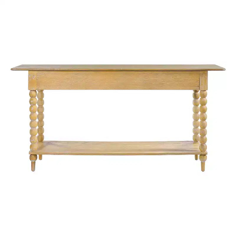 Console de table en bois rétro Eleanor avec 2 tiroirs et étagère