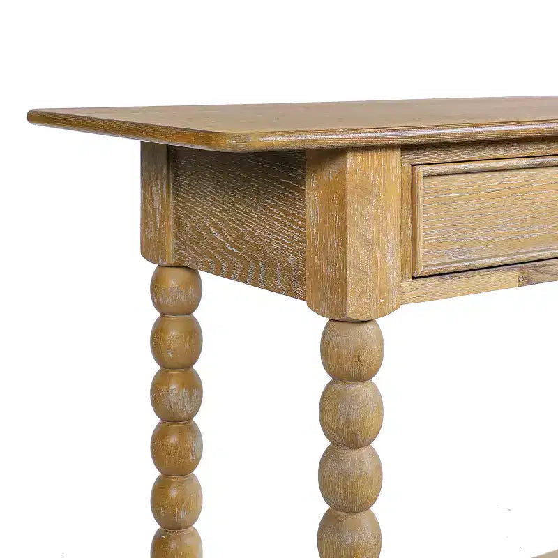 Console de table en bois rétro Eleanor avec 2 tiroirs et étagère