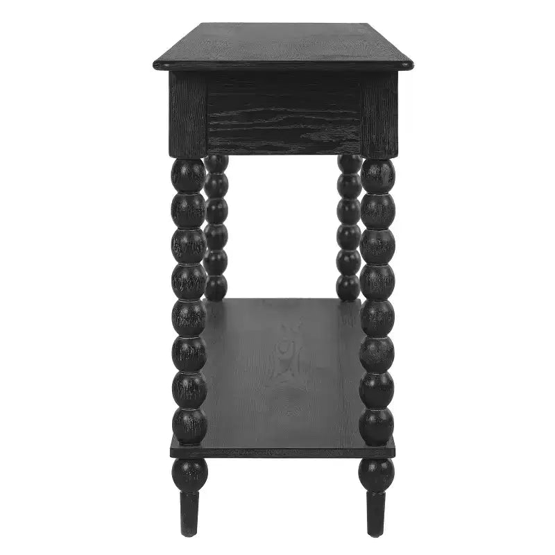 Console de table en bois rétro Eleanor avec 2 tiroirs et étagère