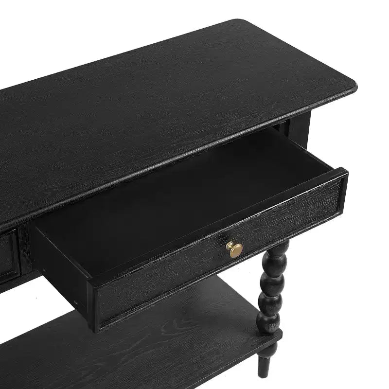 Console de table en bois rétro Eleanor avec 2 tiroirs et étagère