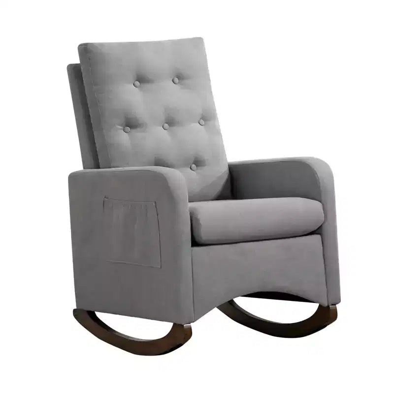 Fauteuil à bascule pour chambre d'enfant, fauteuil inclinable planeur d'intérieur avec accoudoirs, poches latérales, fauteuil rembourré confortable à dossier haut
