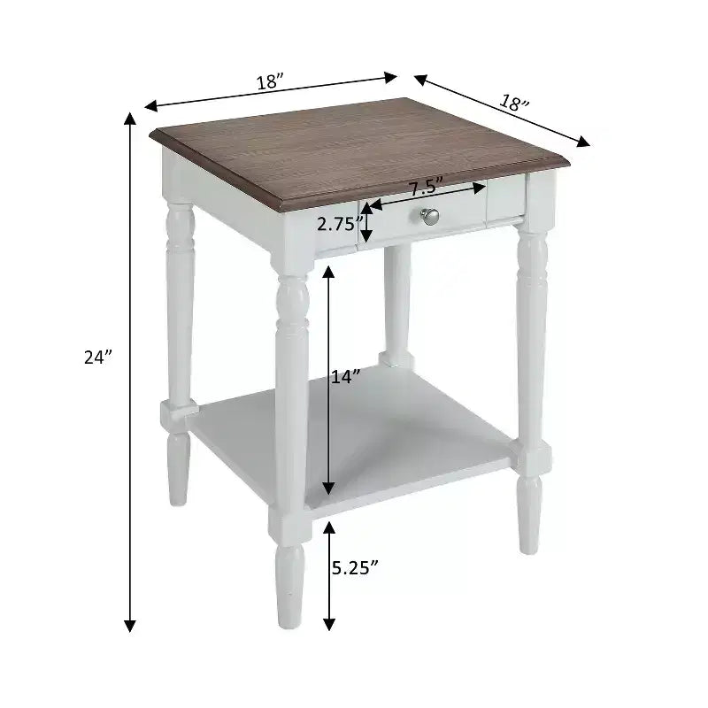 Table d'appoint rectangulaire en bois blanc de 61 cm de haut - 1 pièce