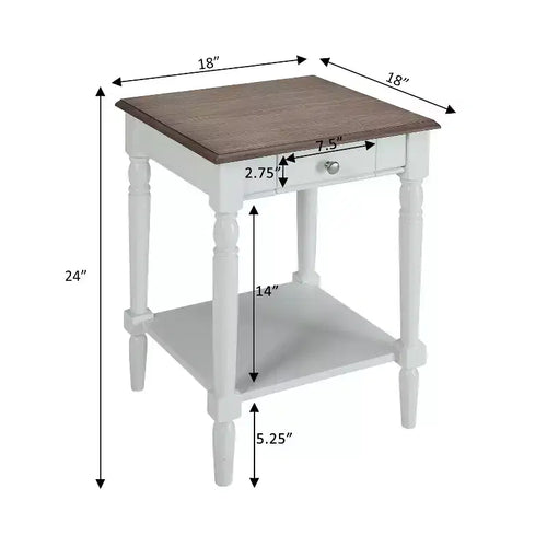 Table d'appoint rectangulaire en bois blanc de 61 cm de haut - 1 pièce