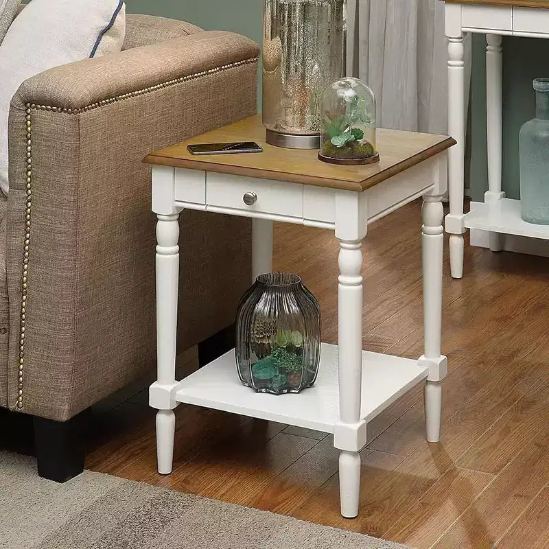 Table d'appoint rectangulaire en bois blanc de 61 cm de haut - 1 pièce