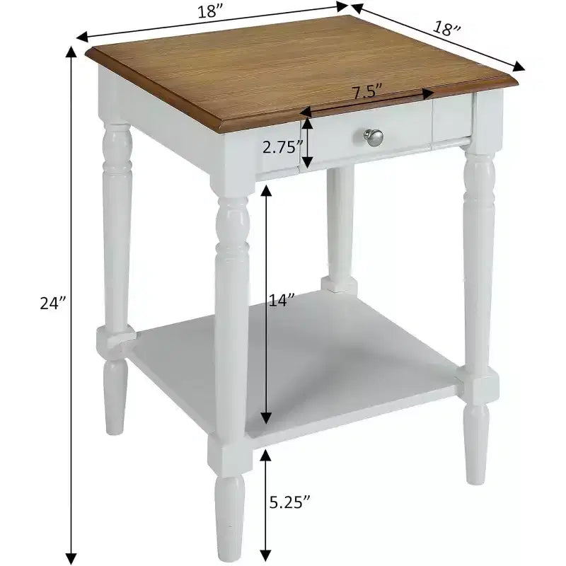 Table d'appoint rectangulaire en bois blanc de 61 cm de haut - 1 pièce