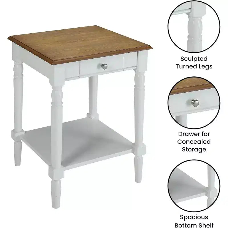 Table d'appoint rectangulaire en bois blanc de 61 cm de haut - 1 pièce