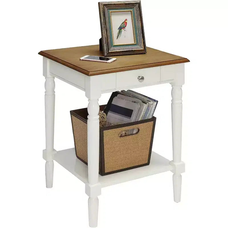 Table d'appoint rectangulaire en bois blanc de 61 cm de haut - 1 pièce