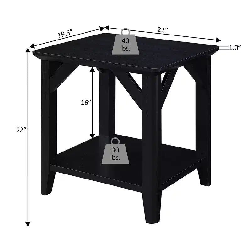 Table d'appoint rectangulaire en bois, couleur grise, 56 cm de haut, 1 pièce