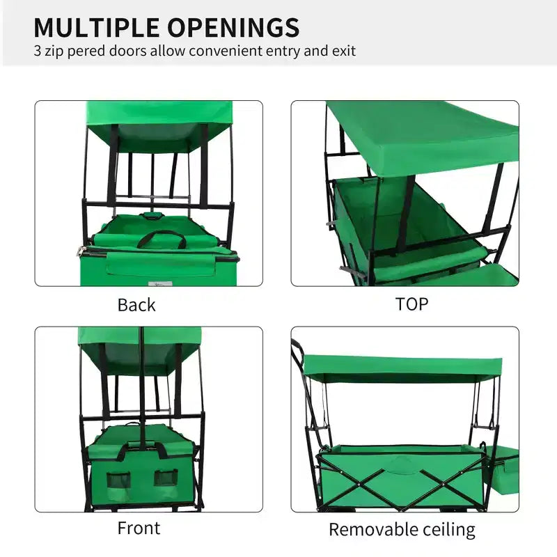 Chariot pliant pliable C vert utilitaire pour le camping/les courses (1 pièce)