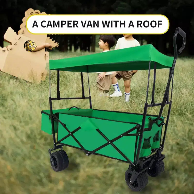 Chariot pliant pliable C vert utilitaire pour le camping/les courses (1 pièce)