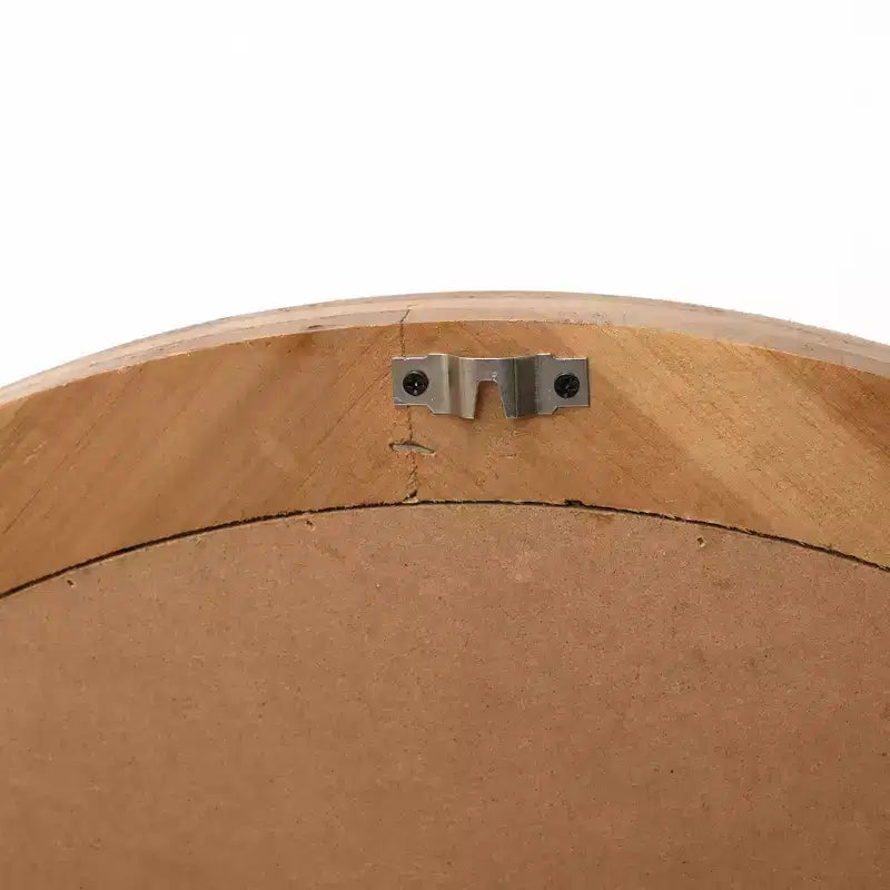 Miroir mural rond avec cadre en bois naturel, 28 décorations rustiques en bois marron