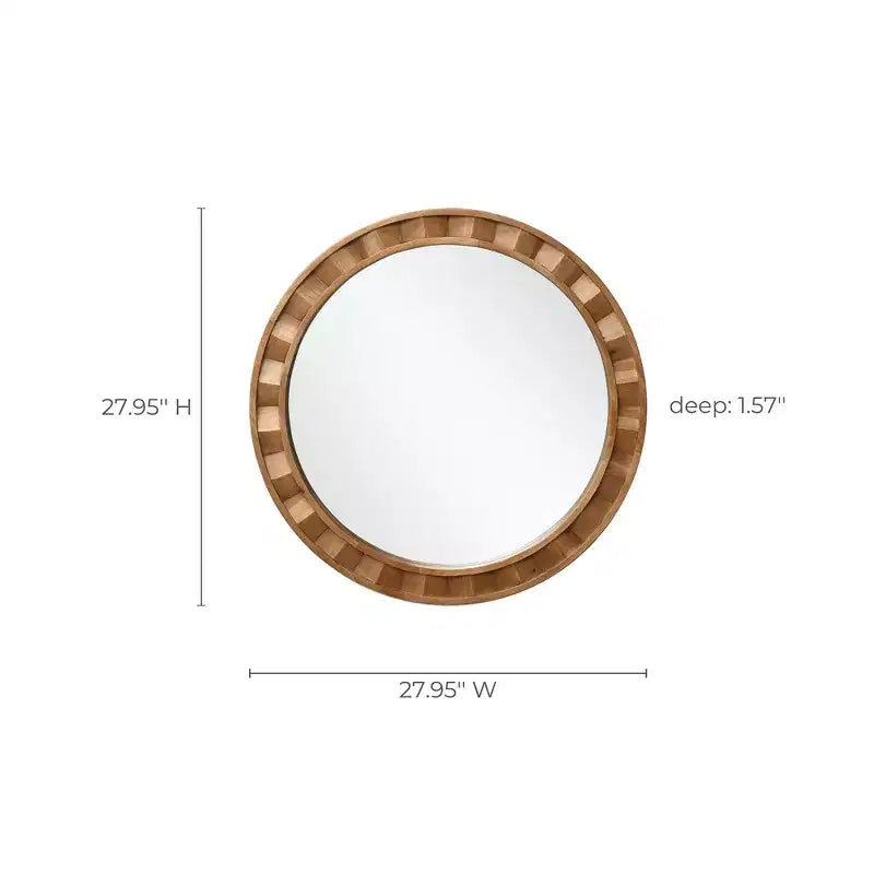 Miroir mural rond avec cadre en bois naturel, 28 décorations rustiques en bois marron