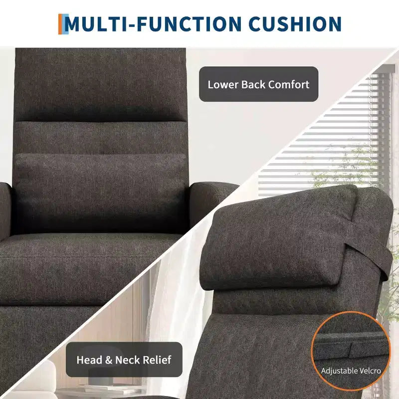 Fauteuil inclinable électrique avec massage et chaleur, dossier haut rembourré, assise capitonnée, siège de cinéma maison pour salon