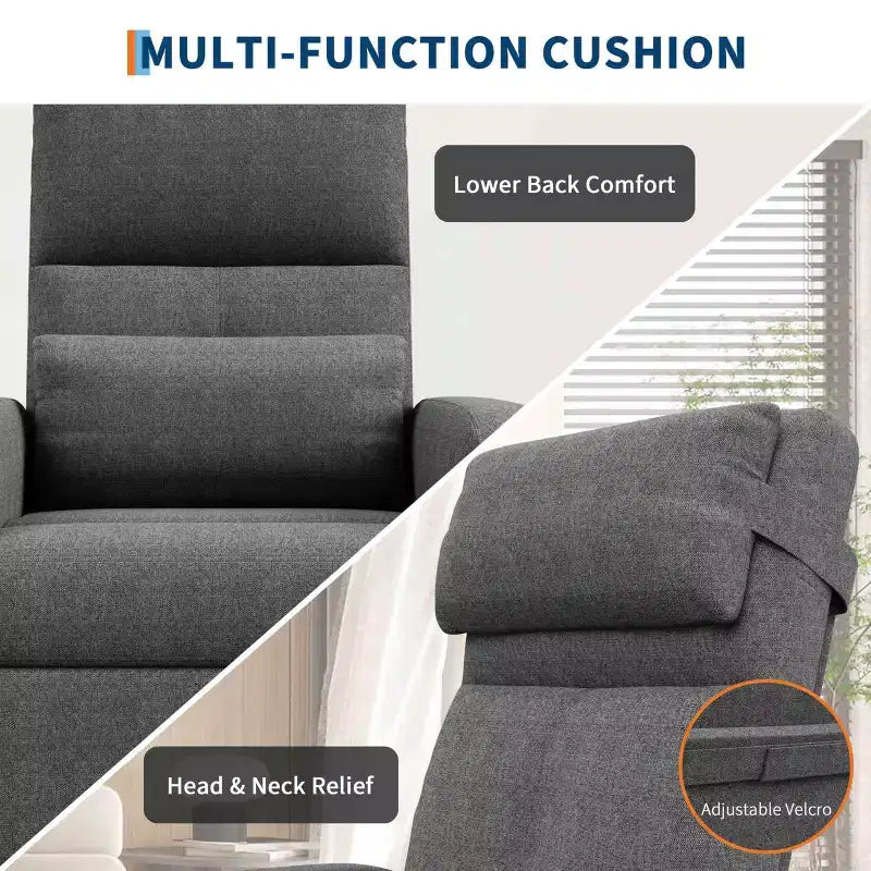 Fauteuil inclinable électrique avec massage et chaleur, dossier haut rembourré, assise capitonnée, siège de cinéma maison pour salon