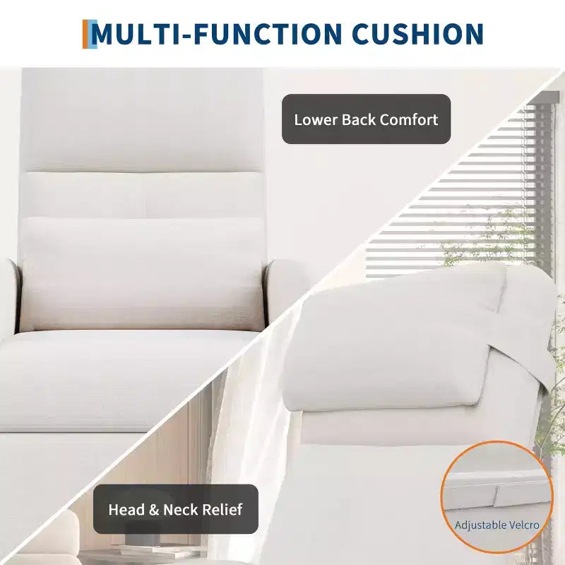 Fauteuil inclinable électrique avec massage et chaleur, dossier haut rembourré, assise capitonnée, siège de cinéma maison pour salon