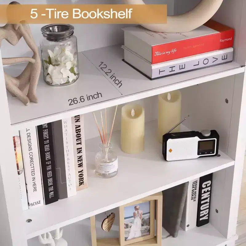 Étagère à livres 3 niveaux grande capacité série Vintage Arrow pour salon, bureau, chambre – MDF robuste et panneaux de particules, facile à monter