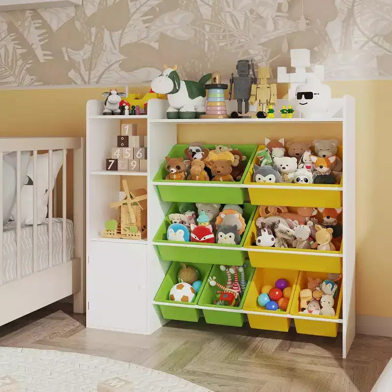 Rangement jouets enfants – 8 bacs amovibles, étagère et rangement jouets enfant, grande caisse à jouets avec étagère pour chambre à coucher, chambre d'enfant, salle de classe, crèche