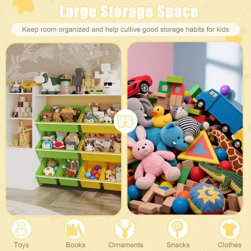 Rangement jouets enfants – 8 bacs amovibles, étagère et rangement jouets enfant, grande caisse à jouets avec étagère pour chambre à coucher, chambre d'enfant, salle de classe, crèche